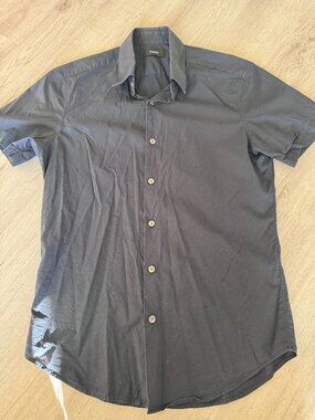 Theory Sylvain S Air Precise Short Sleeve Shirt Navy XS